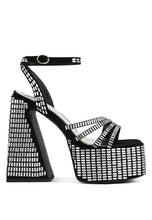 Load image into Gallery viewer, Lustrous Mirror Embellished Flare Heel Sandals