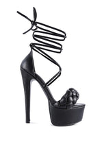Load image into Gallery viewer, TWERK TIE-UP BRAIDED HIGH PLATFORM SANDALS