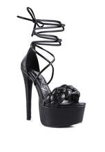 Load image into Gallery viewer, TWERK TIE-UP BRAIDED HIGH PLATFORM SANDALS