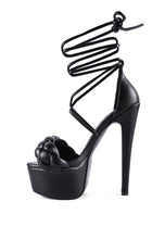 Load image into Gallery viewer, TWERK TIE-UP BRAIDED HIGH PLATFORM SANDALS