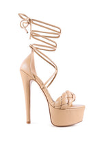 Load image into Gallery viewer, TWERK TIE-UP BRAIDED HIGH PLATFORM SANDALS
