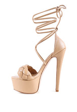 Load image into Gallery viewer, TWERK TIE-UP BRAIDED HIGH PLATFORM SANDALS