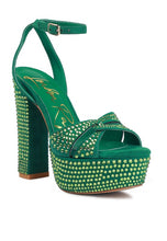 Load image into Gallery viewer, Bellini Microfiber High Block Heeled Sandals