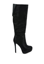 Load image into Gallery viewer, Nebula Rhinestone Embellished Stiletto Calf Boots