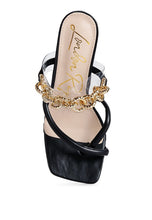 Load image into Gallery viewer, Social Bee Link Chain Embellished Heel Sandals