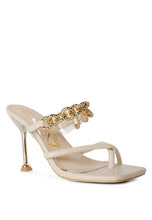 Load image into Gallery viewer, Social Bee Link Chain Embellished Heel Sandals