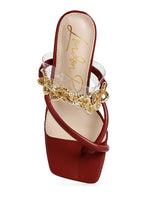 Load image into Gallery viewer, Social Bee Link Chain Embellished Heel Sandals