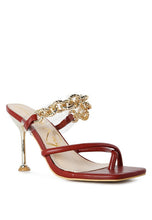 Load image into Gallery viewer, Social Bee Link Chain Embellished Heel Sandals