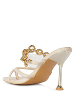 Load image into Gallery viewer, Social Bee Link Chain Embellished Heel Sandals