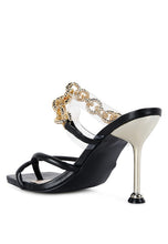 Load image into Gallery viewer, Social Bee Link Chain Embellished Heel Sandals