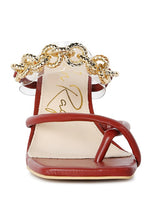 Load image into Gallery viewer, Social Bee Link Chain Embellished Heel Sandals