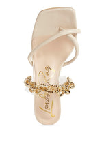 Load image into Gallery viewer, Social Bee Link Chain Embellished Heel Sandals