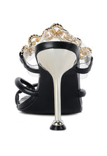 Load image into Gallery viewer, Social Bee Link Chain Embellished Heel Sandals