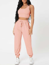 Load image into Gallery viewer, Wide Strap Top and Drawstring Joggers Set