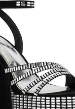 Load image into Gallery viewer, Lustrous Mirror Embellished Flare Heel Sandals