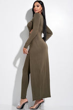 Load image into Gallery viewer, Solid Heavy Rayon Spandex Long Sleeve Crossed Over Long Top And Leggings 2 Piece Set