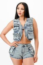 Load image into Gallery viewer, Washed Denim Two Piece Set
