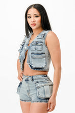 Load image into Gallery viewer, Washed Denim Two Piece Set