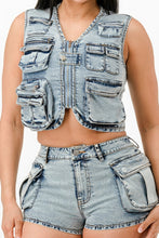 Load image into Gallery viewer, Washed Denim Two Piece Set