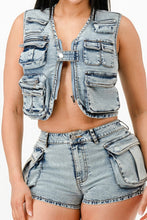 Load image into Gallery viewer, Washed Denim Two Piece Set