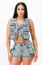 Load image into Gallery viewer, Washed Denim Two Piece Set