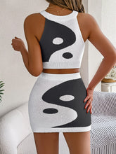 Load image into Gallery viewer, Round Neck Sleeveless Top and Skirt Knit Set