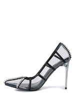 Load image into Gallery viewer, Diamante Clear High Heel Cage Pumps
