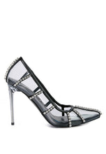 Load image into Gallery viewer, Diamante Clear High Heel Cage Pumps
