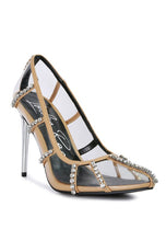 Load image into Gallery viewer, Diamante Clear High Heel Cage Pumps
