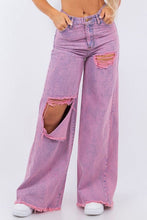 Load image into Gallery viewer, Vintage Ripped Wide Leg jean in Mineral Pink
