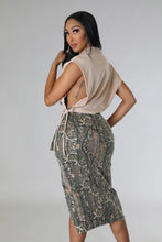 Load image into Gallery viewer, Cargo Midi Skirt in Woodland Camo
