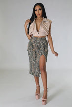 Load image into Gallery viewer, Cargo Midi Skirt in Woodland Camo
