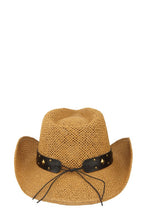 Load image into Gallery viewer, Cow Buckle and Cowboy Style Beaded Straw Hat
