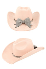 Load image into Gallery viewer, Rhinestone Ribbon Fedora Hat
