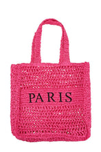 Load image into Gallery viewer, PARIS Embroidery Straw Tote Bag
